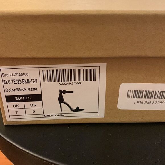 Zhabtuc Size 9 black open toe stiletto heels - Picture 9 of 9